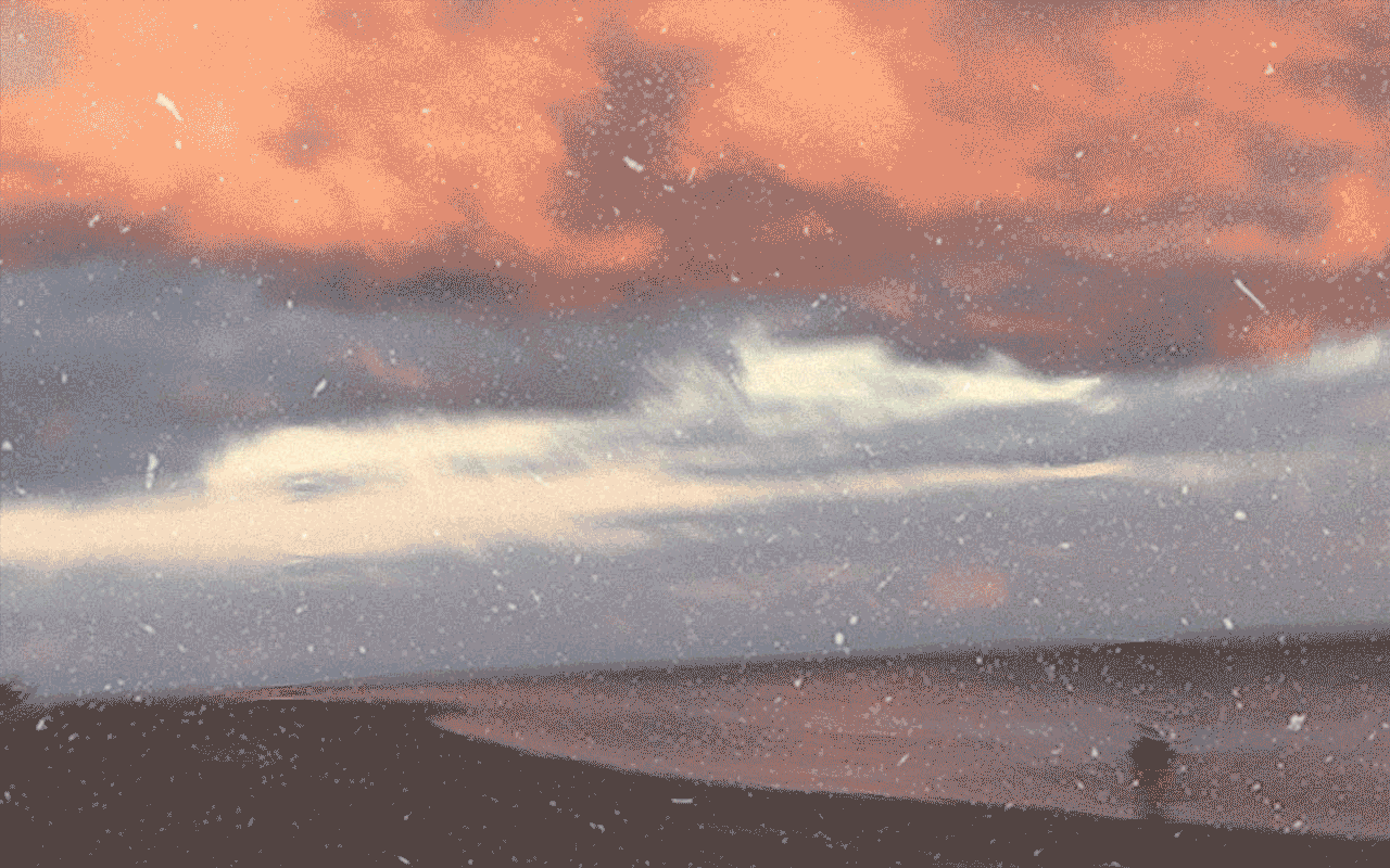 an images with a retro filter of someone walking along a beach